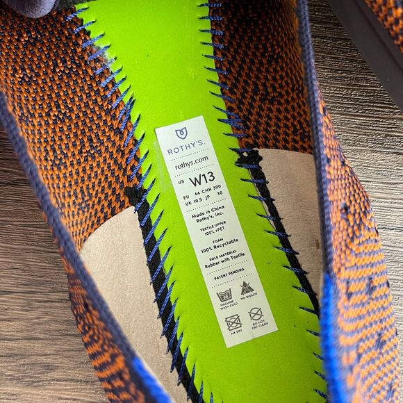 Rothy’s The Loafer Flats Sienna Dot Orange Navy Knit Fabric Womens Size 13 US - Picture 6 of 6